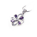 Butterfly Purple Cubic Zirconia Pendant - Sterling Silver Necklace 8768 (SZY735)