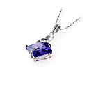 Dazzling Square Purple Cubic Zirconia Pendant - Sterling Silver Necklace 10056 (SZY761)