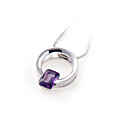 Simply Fashion Circle Pendant With Purple Cubic Zirconia - Sterling Silver Necklace 6500 (SZY766)