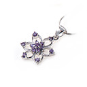 Purple flower Cubic Zirconia Pendant - Sterling Silver Necklace 9668 (SZY736)