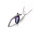 Fashion Purple Cubic Zirconia Pendant - Sterling Silver Necklace 10263 (SZY743)
