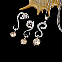 "S" Shape CZ Earring And Necklace Set - Cubic Zirconia Set SYX-0381 Champagne (SZY1020)