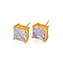 Square Cubic Zirconia Earring Stud - Cubic Zirconia Earring 80713-19 (SZY996)