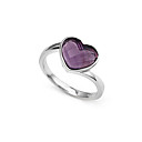 Beautiful Heart Amethyst Platinum Ring - Sterling Silver Ring r2340 (SZY1098)