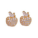 Plaqué or 18k cz-cz pomme earring boucle d'oreille 90220-33 (szy1500)