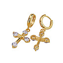 18K Gold Plated Cross Earring-CZ Earring 90222-25 (SZY1495)