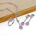 platine élégant collier + cz + ring earring set-cz bijoux mis 90216-06 (szy1482)