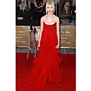 Taylor Momsen Empire Strapless Sweep/Brush Train Organza Evening/ Gossip Girl Fashion Dress(FSH0096)