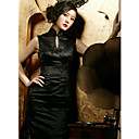Stehkragen knielangen ärmellosen 100% reine Seide Cheongsam / Qipao / chinesisch Kleid (hgqp204)