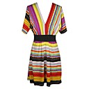 Ethnical Jersey Deep V Day Dress (25001344)