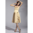 A-line Strapless Tea-length Satin Bridesmaid/ Wedding Party Dress (YCF100)