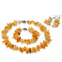 natuurlijke gele jade ketting oorbellen armband set (cx046)