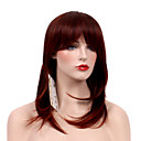 Capless Medium Length High Quality Synthetic Red Wine Straight Hair Wig
