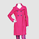 Big Funnel Collar Flared Shape Pea Coat Women's Coat (4672)
