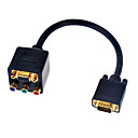 vergulde HD15 male naar HD15 + 3 RCA vrouwelijke splitter (22cm-kabel)