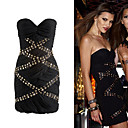 Studed Strapless Rivets Gathered Women's Dresses(1802BA018-0741)