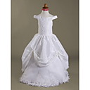 Ball Gown Off-the-shoulder Floor-length Taffeta  Lace Flower Girl Dress