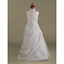 A-line Scoop Floor-length Taffeta Tulle Flower Girl Dress