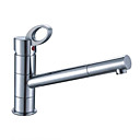 Chrome Finish Solid Brass Kitchen Faucet with Revolvable Spout