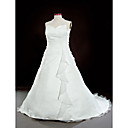 A-line Halter Court Train Organza Plus Size Wedding Dress