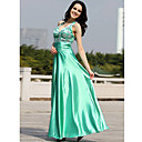 A-line V-neck Floor-length Sleeveless Elastic silk-like satin Quick Delivery Dress (OFGH0307)
