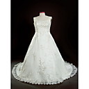 A-line Square Court Train Plus Size Wedding Dress