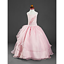 Ball Gown Spaghetti Straps Floor-length Satin Organza Flower Girl Dress