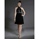 Chiffon Stretch Satin A-line High Neck Knee-length Cocktail Dress inspired by Taylor Swift