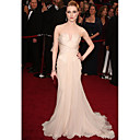 Evan Rachel Wood Trumpet/ Mermaid Sweetheart Sweep/ Brush Train Sleeveless Chiffon/ Elastic satin Classic Oscar Dress (FSF0700)