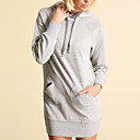 100% Cotton Insert Pockets Design Hooded Tunic / Women's Tunics and Hoodies (4204BD002-0497)