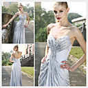 a-line Spaghettiträgern Sweep / Pinsel Zug ärmellose elastischem Satin schnelle Lieferung / Abendkleid (ofgc384)