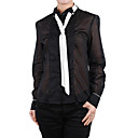 100% katoen witte das lange mouwen perspectief stoffen shirt / vrouwen shirts (4201bd001-0859)