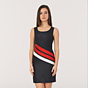 100% Silk Dupioni / Oblique Stripes Sleeveless Round Neckline Dress / Women's Dresses (FF-1802BD021-0736)