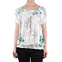 bianco elastico breve giro maniche scollatura stampato le magliette / t-shirt donna (8502bd013-0736)