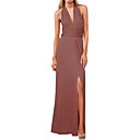 una línea de escote halter maxi vestido de v de atrás abierta / vestidos de mujer (ff-1801bf118-0851)