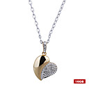 Plated Heart-shaped Crystal USB2.0 Flash Drive Necklace (16GB)