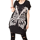 Butterfly Patterns Short Sleeves Round Neckline Longline T-shirt / Women's Maternity Wear (FF-4202BF011-0736)