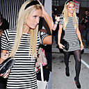 paris hilton stijl / navy strepen korte mouwen ronde hals jurk / dames jurken (ff-1801bf021-0789)