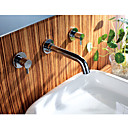 Chrome Finish Wall Mount Bathroom Sink Faucet (Widespread)