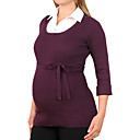 Self-belt Round Neckline Three-quarters Long Sleeves Cashmere Sweater / Maternity Wear (FF-1005BF013-0681)
