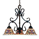Floral Tiffany 3-Light Chandelier (0923-TF-P18)