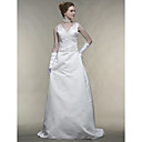 Ball Gown V-neck Chapel Train Satin Wedding Dress (WGY0030)