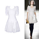 RUNWAY Style / Lace Bows Puff Sleeves Round Neckline Dress / Women's Dresses (FF-1802BG001-0736)