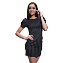 patrones de punto de hojaldre mangas vestido de escote redondo / vestidos de mujer (ff-a-bh0853031)