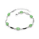 mooie 925 sterling zilver / jade decoratie geplatineerd armband (0801-ht061)