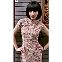 mandarin colonne gaine / col court cheongsam coton genou / qipao robe chinoise / (hgqp331)