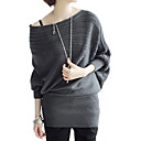 Stripes Design Off-shoulder Design Longline Bat Sleeves Sweater / Women's Sweaters (FF-C-BI0736618)