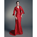 Trumpet/ Mermaid Straps Sweep/ Brush Train Taffeta Mother of the Bride Dress With A Wrap