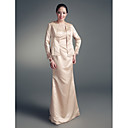 Sheath/ Column Floor-length Satin Tulle Mother of the Bride Dress With A Wrap