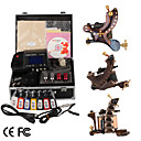 Top-Qualität Damaskus Hand-, die 3 Tattoo-Maschinen-Kit mit überlegener führte Stromversorgung (ly088)